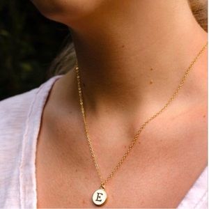 White Gold E Initial Necklace